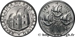 SAINT-MARIN 100 Lire 500e anniversaire de la découverte de l’Amérique par Christophe Colomb 1992 Rome - R SPL