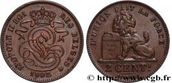BELGIQUE 2 Centimes lion monogramme de Léopold II légende française 1902