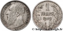 BELGIUM 1 Frank (Franc) Léopold II légende flamande 1909 Bruxelles