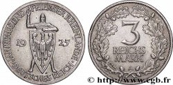 GERMANY 3 Reichsmark millénaire de la Rhénanie 1925 Berlin