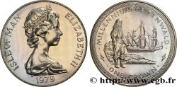 ÎLE DE MAN 1 Crown Millénaire du Tynwald (parlement) soldat royaliste et voilier 1979