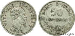 ITALIE 50 Centesimi Victor Emmanuel II 1863 Turin - T