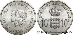 MONACO 10 Francs argent, dixième anniversaire du mariage 1966 Paris