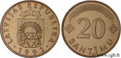 LETTLAND 20 Santimi emblème 1992