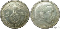 ALLEMAGNE 5 Reichsmark aigle surmontant une swastika / Maréchal Paul von Hindenburg 1938 Karlsruhe - G