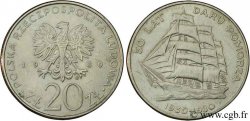 POLEN 20 Zlotych aigle / 50e anniversaire du navire-école Daru Pomorza 1980 Varsovie