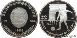 COREA DEL NORD 500 Won emblème / coupe du Monde 1998, Arc de triomphe et joueur 1995