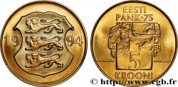 ESTONIA 5 Krooni 75e anniversaire de la Banque Nationale 1994 Tallinn