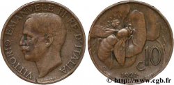 ITALIE 10 Centesimi Victor Emmanuel III / abeille 1921 Rome - R