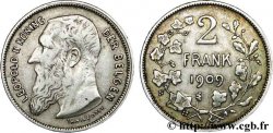BÉLGICA 2 Francs (Frank) Léopold II légende flamande 1909
