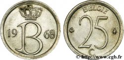 BELGIUM 25 Centimes légende flamande, frappe monnaie 1968