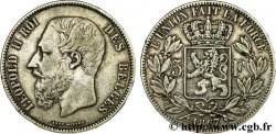 BELGIQUE 5 Francs Léopold II 1867