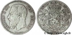 BELGIQUE 5 Francs Léopold II 1869