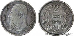 BELGIUM 2 Francs (Frank) Léopold II légende flamande 1909