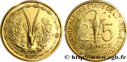 ÉTATS DE L AFRIQUE DE L OUEST (BCEAO) Essai de 25 Francs masque / antilope 1970 Paris