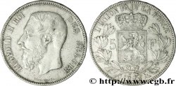 BÉLGICA 5 Francs Léopold II 1873