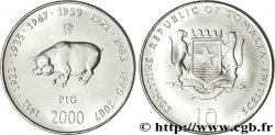 SOMALIA 10 Shillings emblème national / horoscope chinois : années du cochon 2000