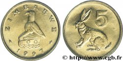 ZIMBABWE 5 Cents emblème à l’aigle / lapin 1997  SPL