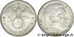 ALLEMAGNE 5 Reichsmark aigle surmontant une swastika / Maréchal Paul von Hindenburg 1938 Muldenhütten - E