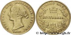 AUSTRALIA 1 Souverain OR reine Victoria / couronne entre deux branches d’olivier 1861 Sydney