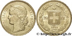 SWITZERLAND 20 Francs or buste diadémé d Helvetia / croix suisse 1889 Berne - B
