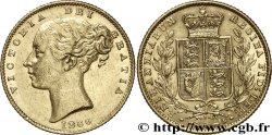 ROYAUME-UNI 1 Souverain Victoria buste jeune / blason variété avec numéro de coin, coin n°28 1866 Londres