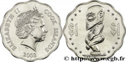 ÎLES COOK 1 Dollar Elisabeth II / Statue Tagoroa 2003