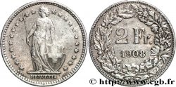 SUISSE 2 Francs Helvetia 1908 Berne - B