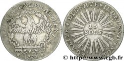 SUISSE - RÉPUBLIQUE DE GENÈVE 15 Sols République de Genève monnayage révolutionnaire variété à deux rosettes encadrant la date 1794