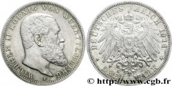 GERMANY - WÜRTTEMBERG 3 Mark Guillaume II roi du Wurtemberg / aigle impérial héraldique 1914 Stuttgart - F