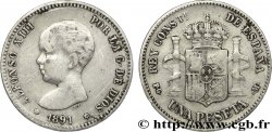 SPANIEN 1 Peseta Alphonse XIII buste bébé 1891 Madrid