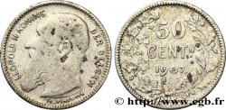 BELGIQUE 50 Centimes Léopold II 2e type légende flamande 1907