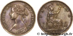 ROYAUME-UNI 1 Farthing Victoria “Bun Head” 1862