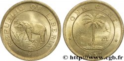 LIBERIA 1 Cent éléphant / emblème au palmier 1937