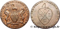 BRITISH TOKENS OR JETTONS 1/2 Penny Manchester (Lancashire), armes aux griffons / marque de balle de l’East India Company 1793 