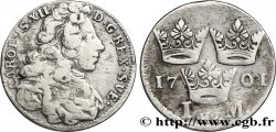 SVEZIA 1 Mark roi Charles XII / trois couronnes 1701 Stockholm