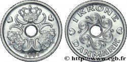 DANEMARK 1 Krone couronnes et monograme de la reine Margrethe II 2007 Copenhague
