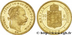 HUNGARY 20 Francs or ou 8 Forint, 1er type François-Joseph Ier empereur d’Autriche et roi de Hongrie / Écu couronné surmonté de la couronne de saint André 1878 Kremnitz - KB