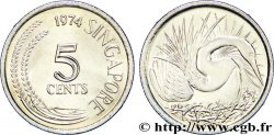 SINGAPOUR 5 Cents grande aigrette blanche 1974 