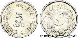 SINGAPOUR 5 Cents grande aigrette blanche 1974  SPL