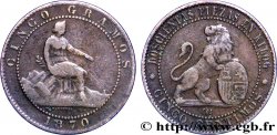 SPANIEN 5 Centimos “ESPAÑA” assise / lion au bouclier 1870 Oeschger Mesdach & CO