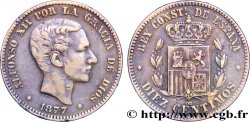 ESPAGNE 10 Centimos Alphonse XII 1877 Oeschger Mesdach & CO
