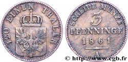 GERMANY - PRUSSIA 3 Pfenninge Royaume de Prusse écu à l’aigle 1861 Berlin