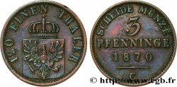 ALLEMAGNE - PRUSSE 3 Pfenninge Royaume de Prusse écu à l’aigle 1870 Francfort - C