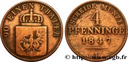 ALLEMAGNE - PRUSSE 4 Pfenninge Royaume de Prusse écu à l’aigle 1847 Berlin