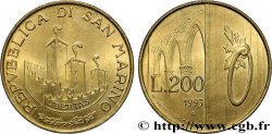 SAN MARINO 200 Lire 16 siècles d’histoire : vue des 3 chateaux / arches et porte 1993 Rome - R
