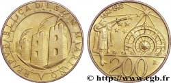 SAN MARINO 200 Lire 500e anniversaire de la découverte de l’Amérique : vue des 3 chateaux / Christophe Colomb se guidant grâce aux étoiles 1992 Rome - R