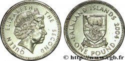 ISLAS MALVINAS 1 Pound (Livre) Elisabeth II / armes de l’archipel variété tranche B 2004