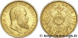 ALLEMAGNE - WURTEMBERG 20 Mark or, 3e type Guillaume roi du Wurtemberg / aigle impérial 1905 Stuttgart