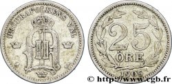 SWEDEN 25 Ore monogramme d’Oscar II de Suède et de Norvège, type à grand “25” 1905